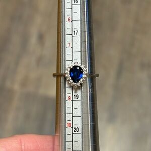 Sapphire Blue and 925 Silver Women's Ring